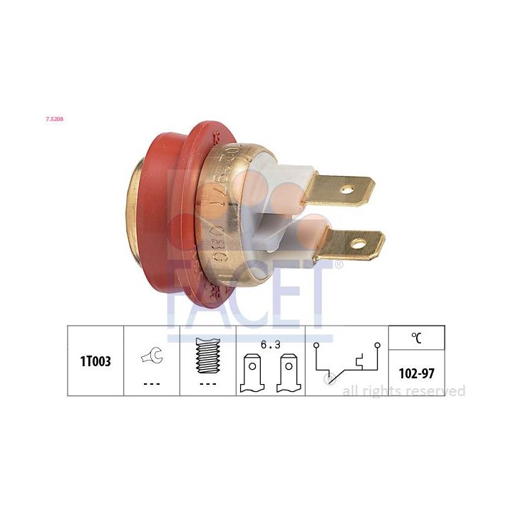 Temperatūros jungiklis, radiatoriaus ventiliatorius FACET 7.5208
