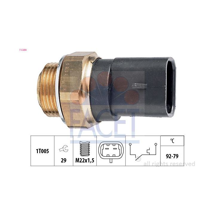 Temperatūros jungiklis, radiatoriaus ventiliatorius FACET 7.5288