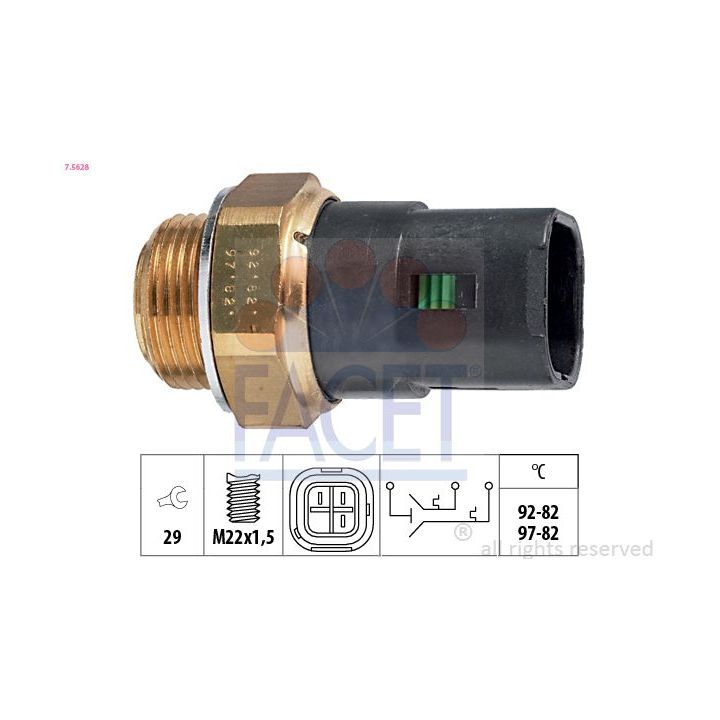 Temperatūros jungiklis, radiatoriaus ventiliatorius FACET 7.5628