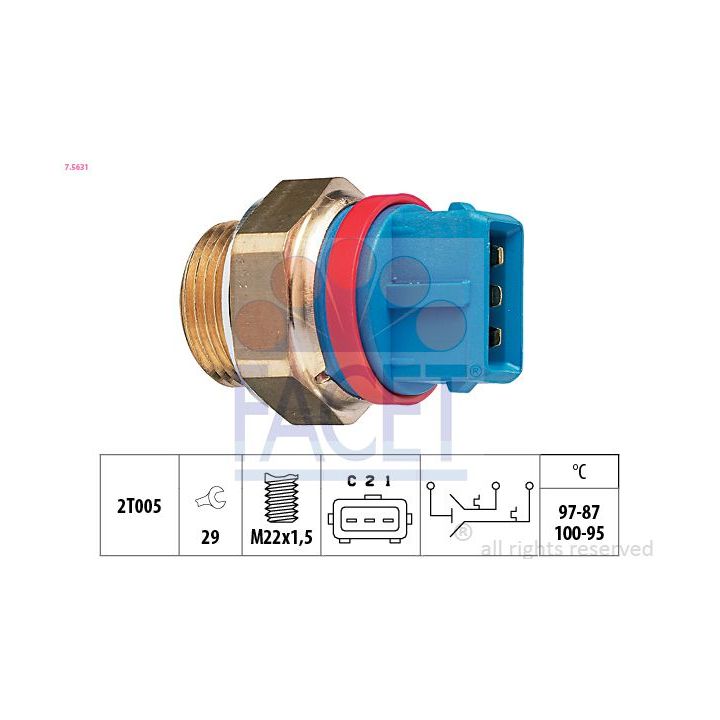 Temperatūros jungiklis, radiatoriaus ventiliatorius FACET 7.5631