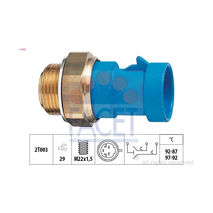 Temperatūros jungiklis, radiatoriaus ventiliatorius FACET 7.5681