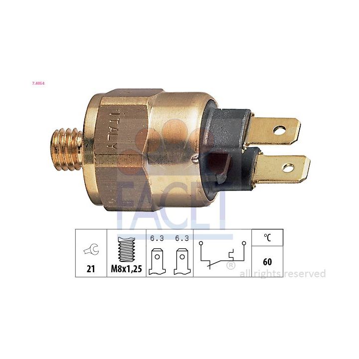 Temperatūros jungiklis, aušinimo skysčio įspėjimo lemputė FACET 7.4054