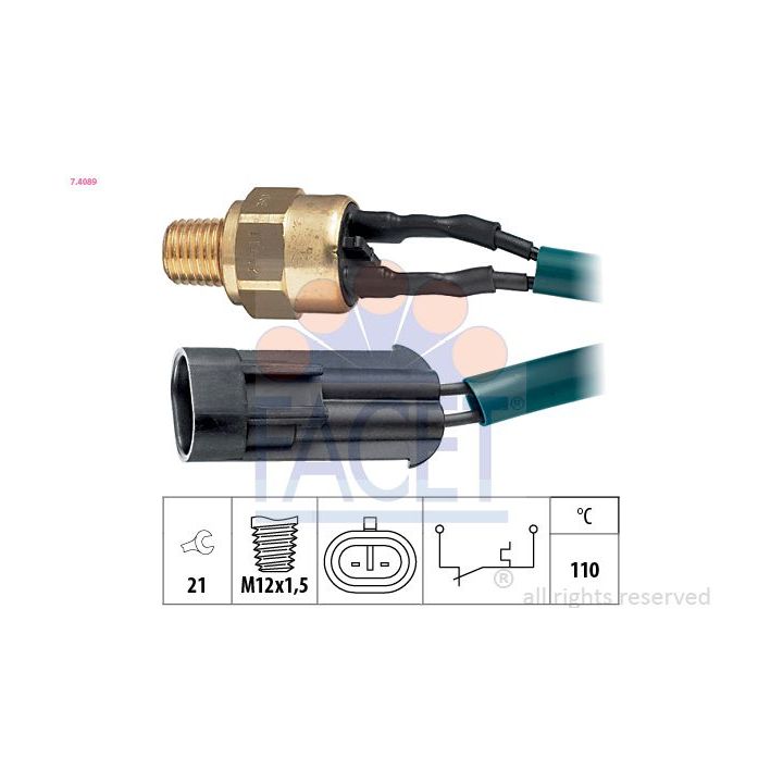 Temperatūros jungiklis, aušinimo skysčio įspėjimo lemputė FACET 7.4089