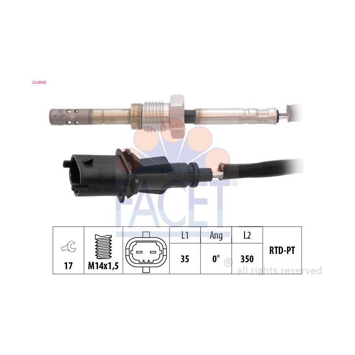 Jutiklis, išmetamųjų dujų temperatūra FACET 22.0068