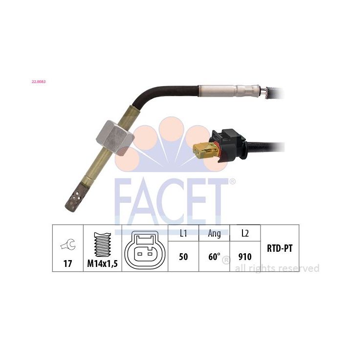 Jutiklis, išmetamųjų dujų temperatūra FACET 22.0083