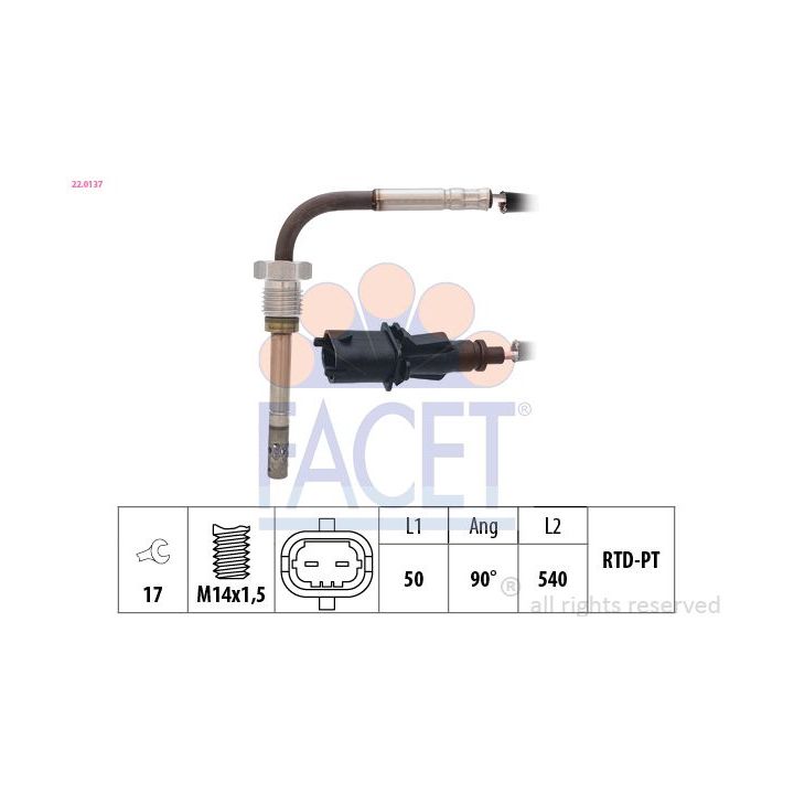 Jutiklis, išmetamųjų dujų temperatūra FACET 22.0137