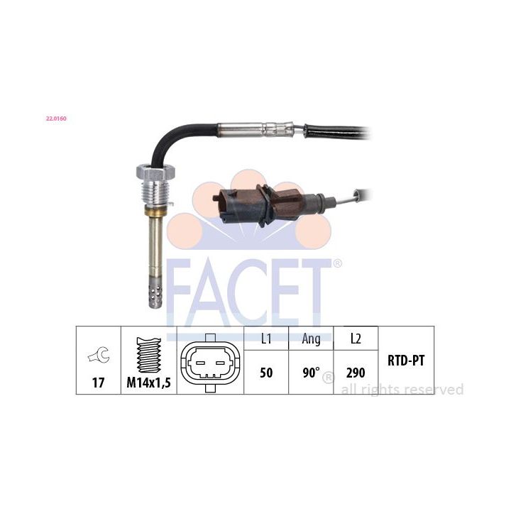 Jutiklis, išmetamųjų dujų temperatūra FACET 22.0160