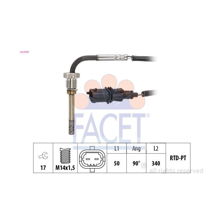Jutiklis, išmetamųjų dujų temperatūra FACET 22.0167