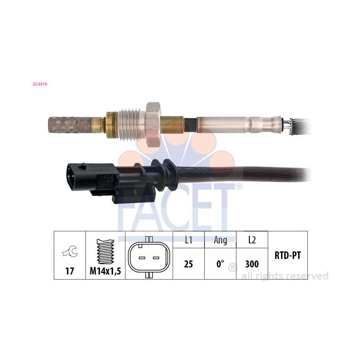 Jutiklis, išmetamųjų dujų temperatūra FACET 22.0216