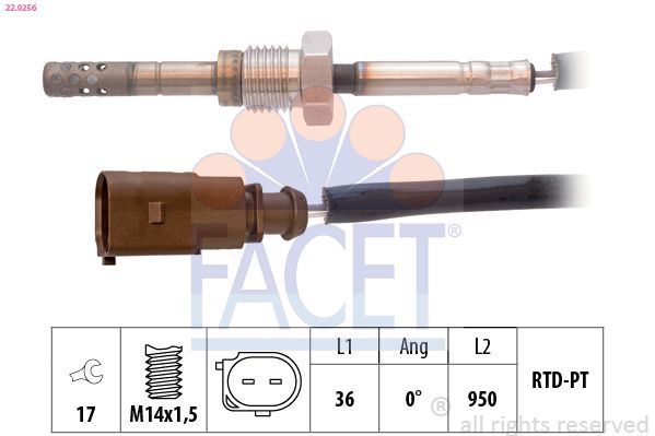 Jutiklis, išmetamųjų dujų temperatūra FACET 22.0256