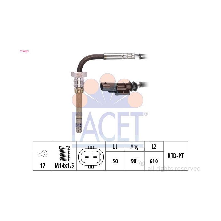 Jutiklis, išmetamųjų dujų temperatūra FACET 22.0342