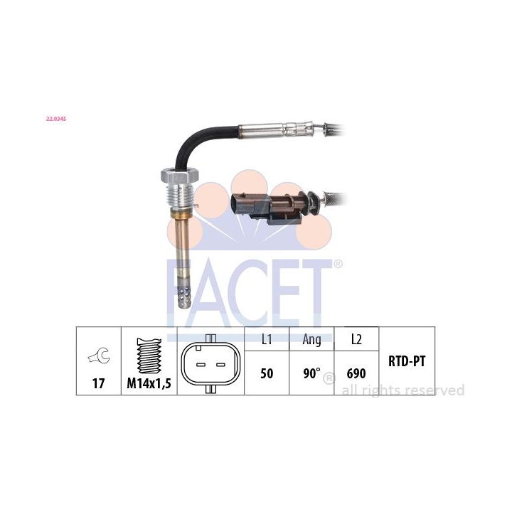 Jutiklis, išmetamųjų dujų temperatūra FACET 22.0345