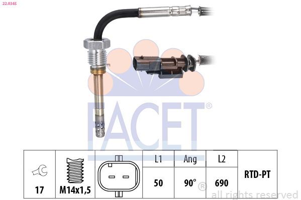 Jutiklis, išmetamųjų dujų temperatūra FACET 22.0345