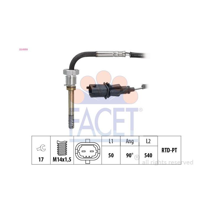 Jutiklis, išmetamųjų dujų temperatūra FACET 22.0350