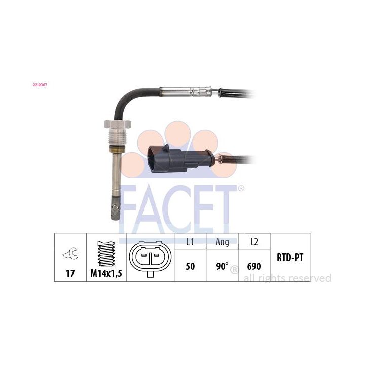 Jutiklis, išmetamųjų dujų temperatūra FACET 22.0367