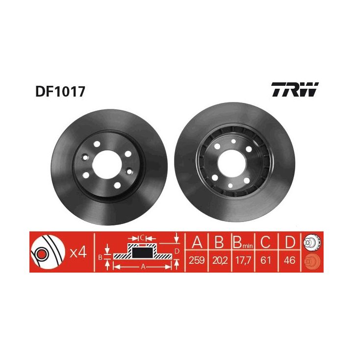 Stabdžių diskas TRW DF1017