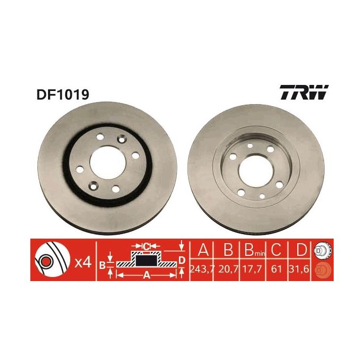 Stabdžių diskas TRW DF1019