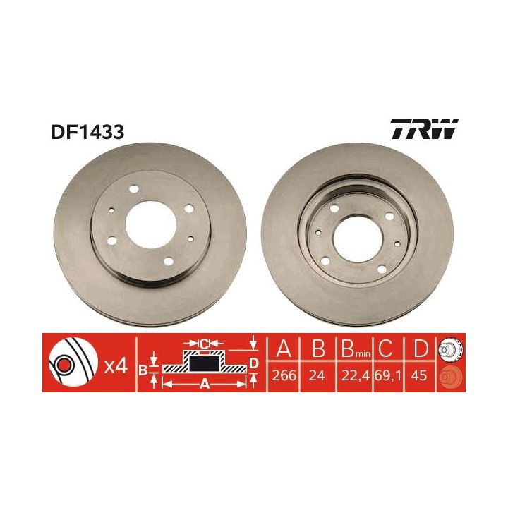 Stabdžių diskas TRW DF1433