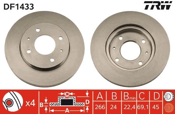 Stabdžių diskas TRW DF1433