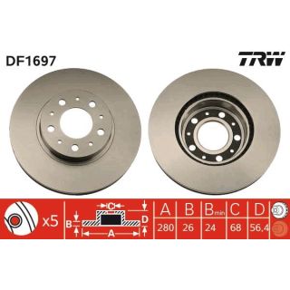 Stabdžių diskas TRW DF1697