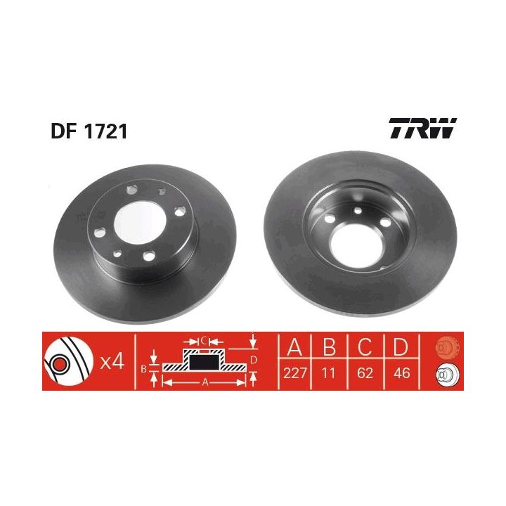 Stabdžių diskas TRW DF1721