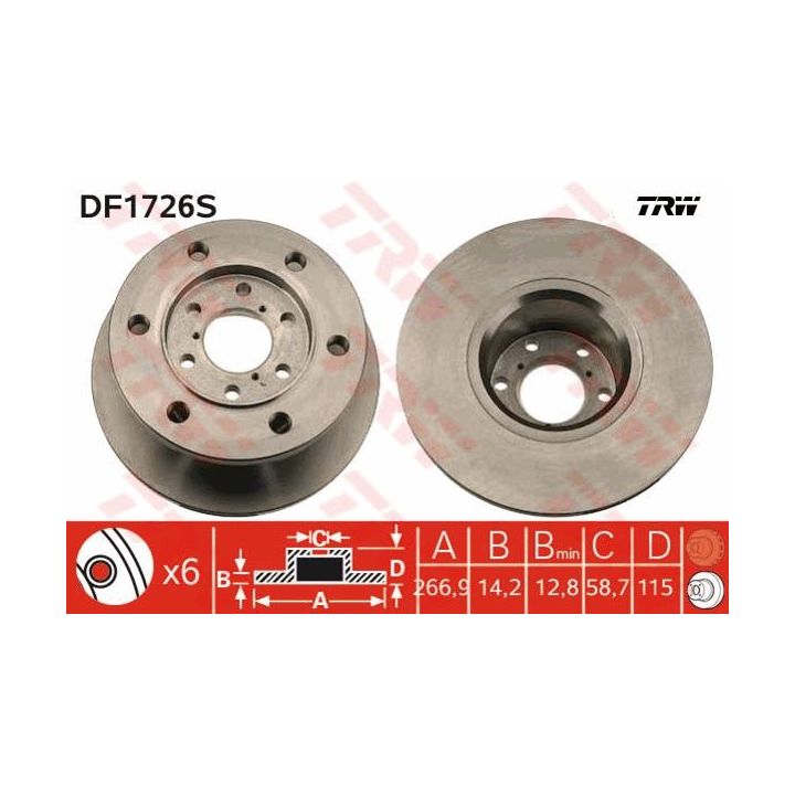 Stabdžių diskas TRW DF1726S