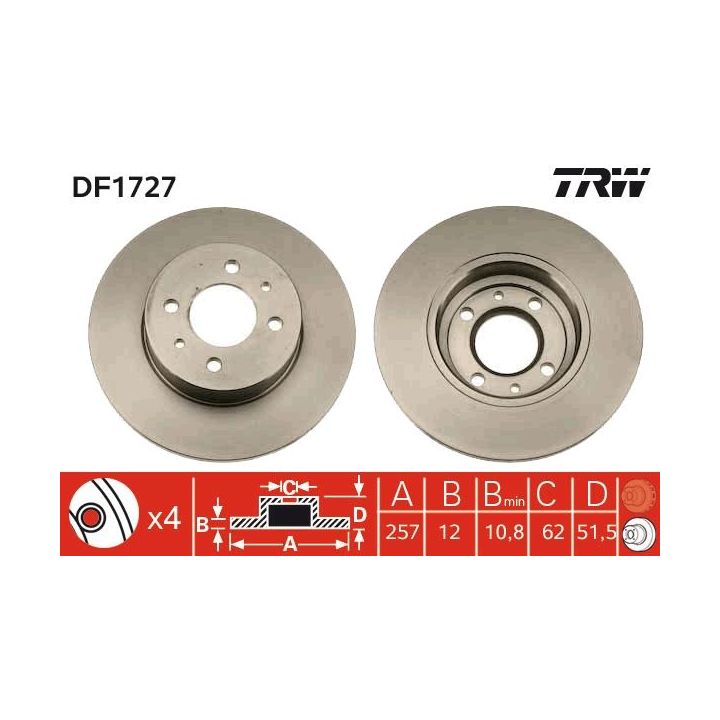 Stabdžių diskas TRW DF1727