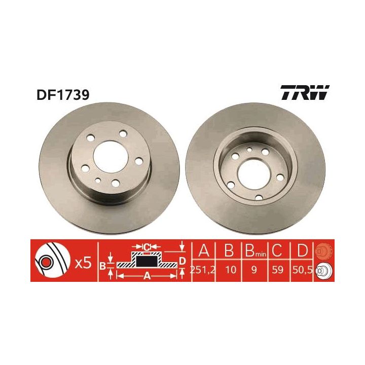 Stabdžių diskas TRW DF1739