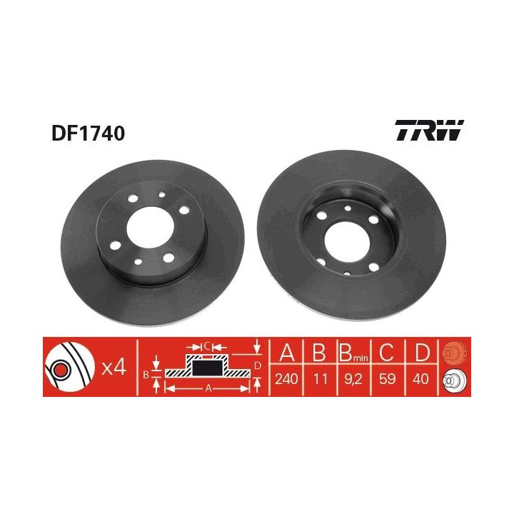 Stabdžių diskas TRW DF1740