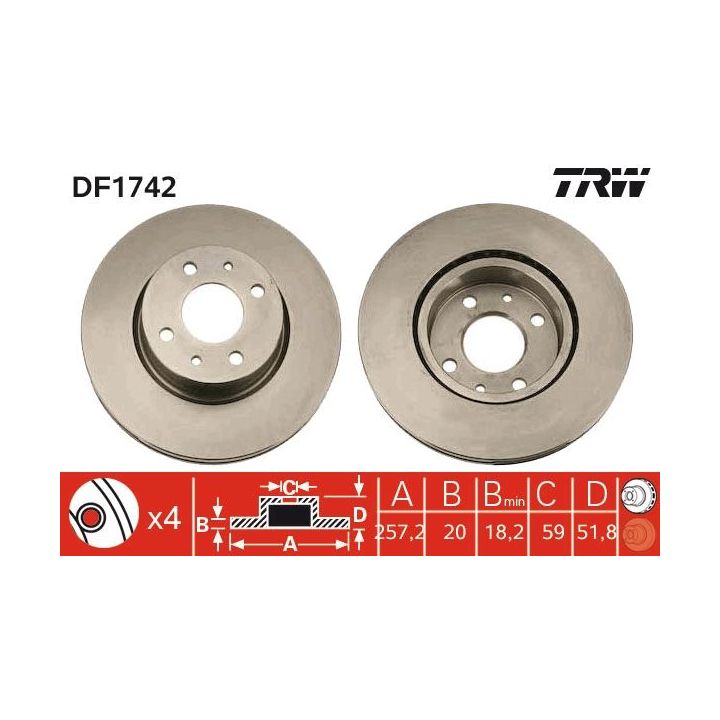 Stabdžių diskas TRW DF1742
