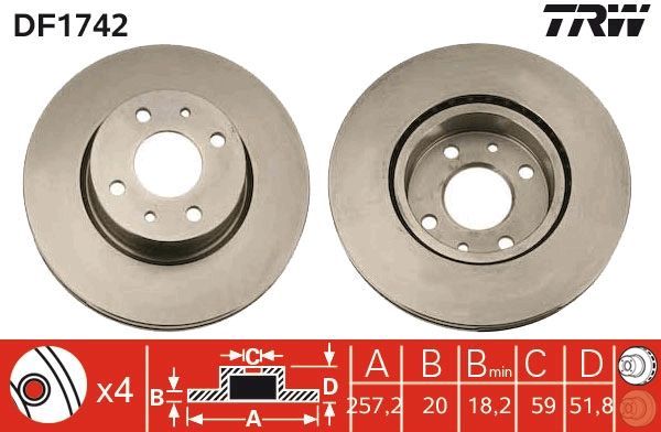 Stabdžių diskas TRW DF1742