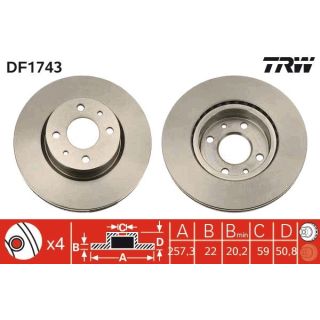 Stabdžių diskas TRW DF1743