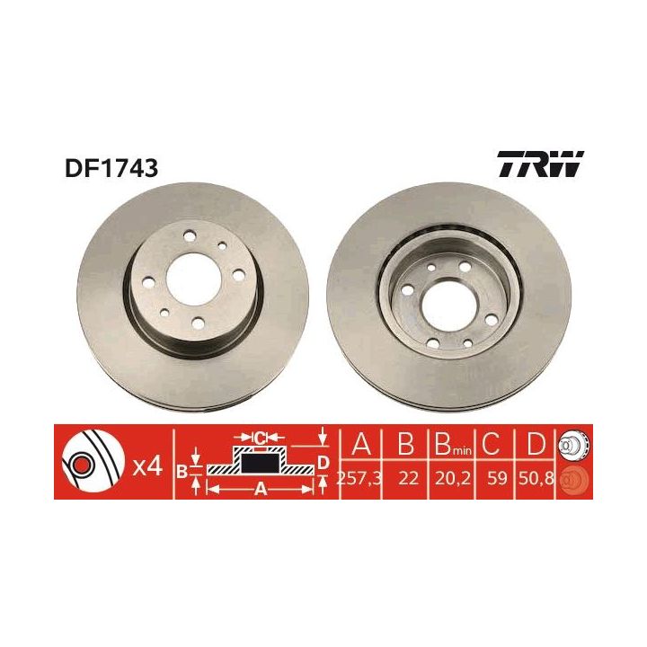 Stabdžių diskas TRW DF1743
