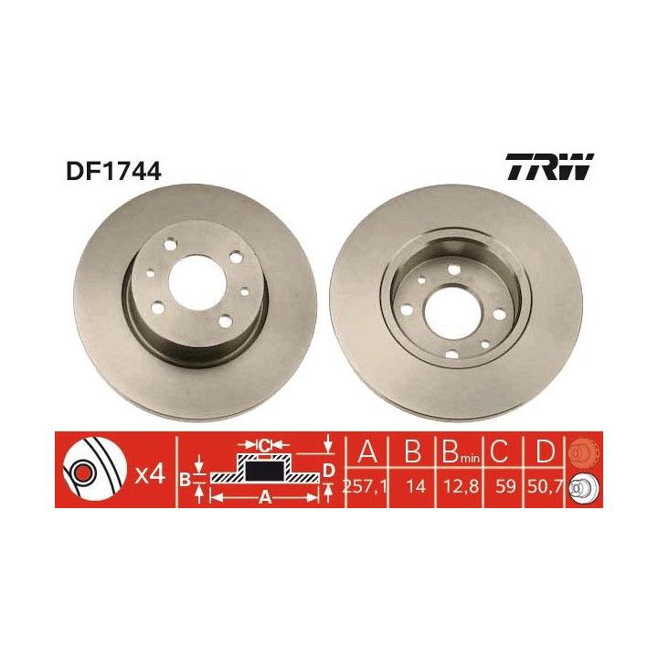 Stabdžių diskas TRW DF1744