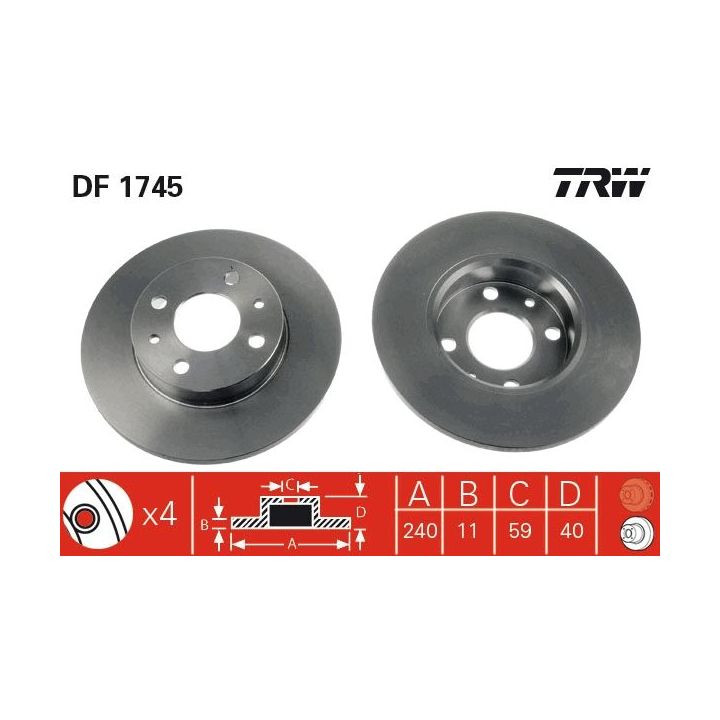 Stabdžių diskas TRW DF1745