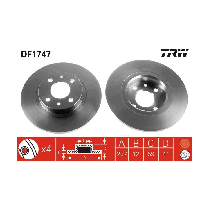 Stabdžių diskas TRW DF1747