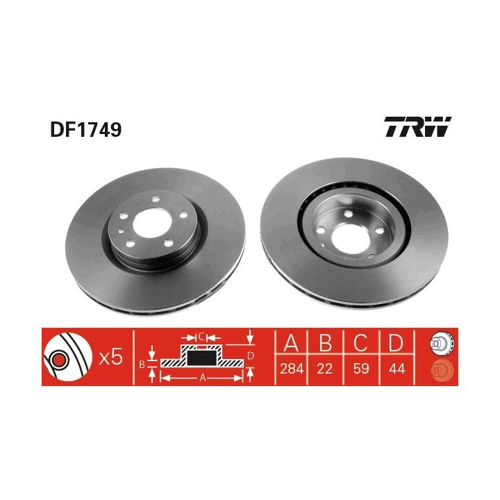 Stabdžių diskas TRW DF1749