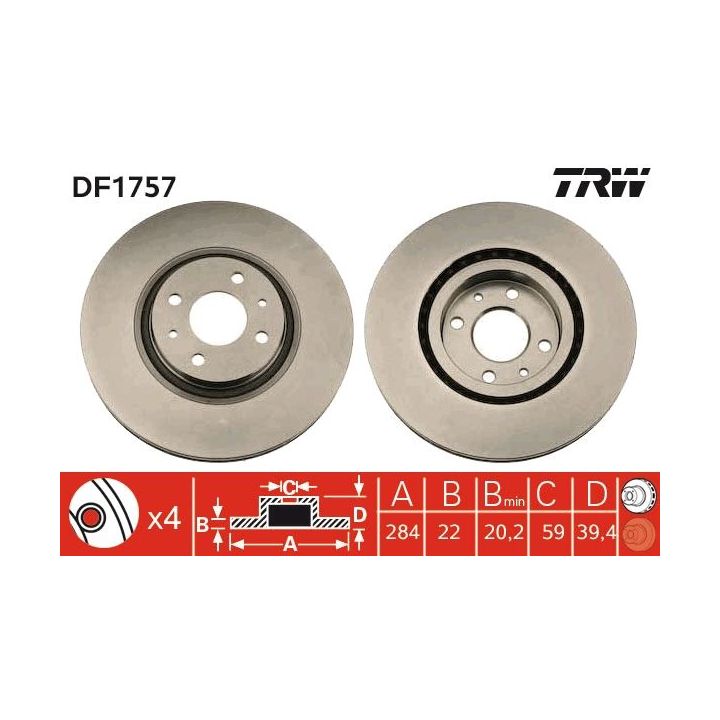 Stabdžių diskas TRW DF1757