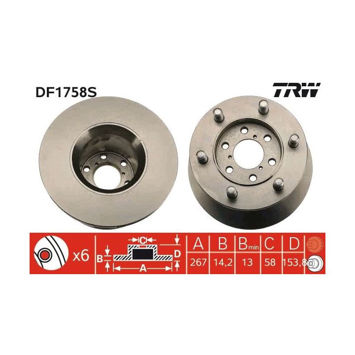 Stabdžių diskas TRW DF1758S