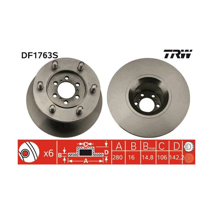 Stabdžių diskas TRW DF1763S