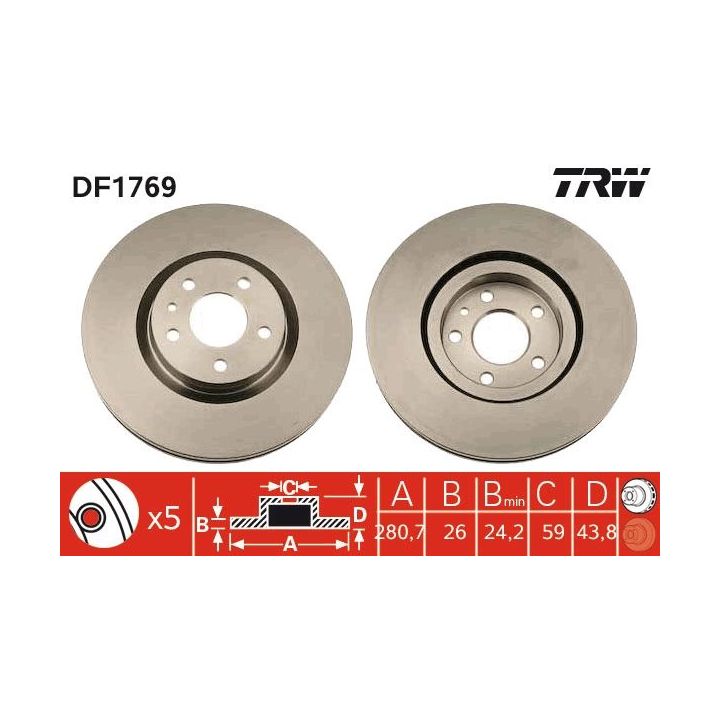 Stabdžių diskas TRW DF1769