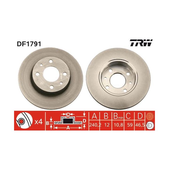 Stabdžių diskas TRW DF1791