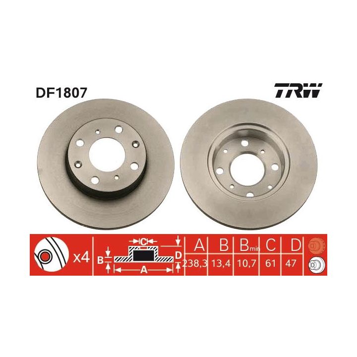 Stabdžių diskas TRW DF1807