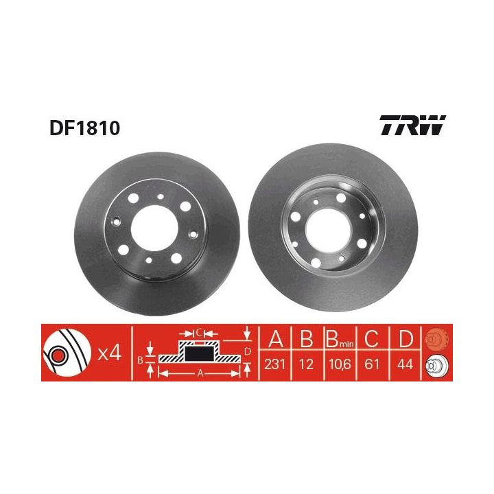 Stabdžių diskas TRW DF1810