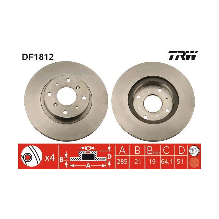 Stabdžių diskas TRW DF1812