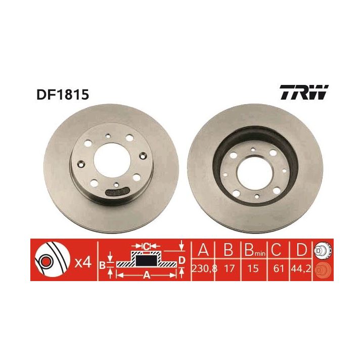 Stabdžių diskas TRW DF1815