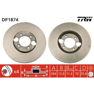 Stabdžių diskas TRW DF1874