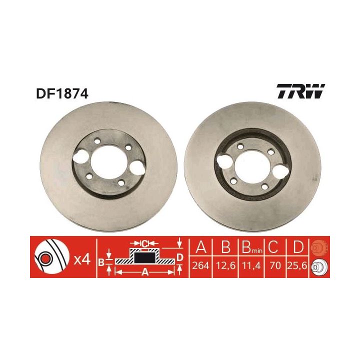 Stabdžių diskas TRW DF1874