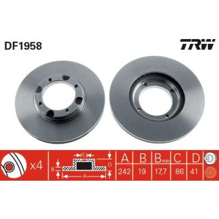 Stabdžių diskas TRW DF1958