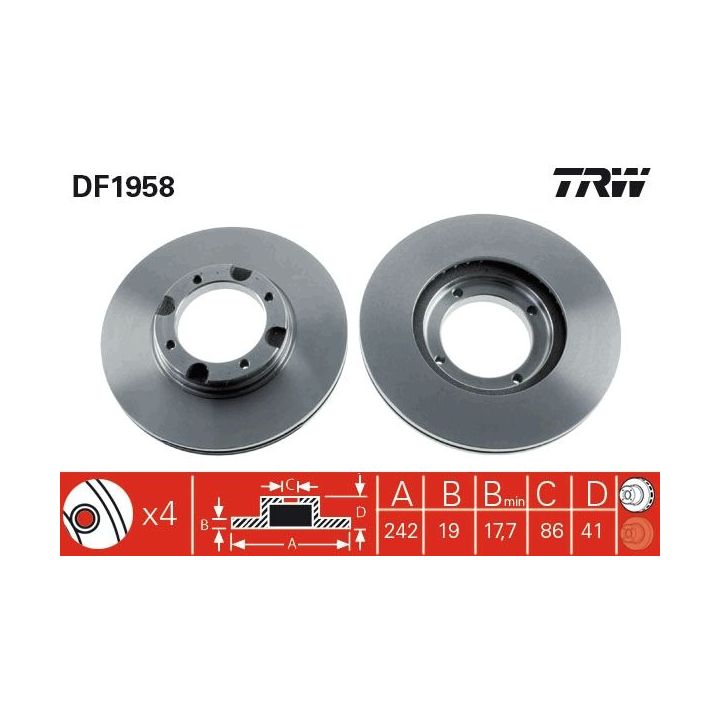 Stabdžių diskas TRW DF1958